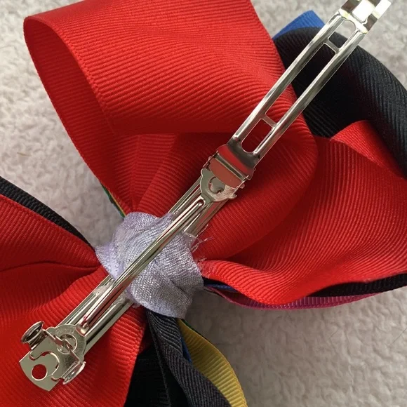 Big Multi Color Hairbow Bow OTT Custom Made Black White Pink Green EUC - Picture 11 of 12